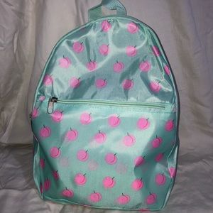 Cute Turquoise Kids Backpack with Peaches Print !